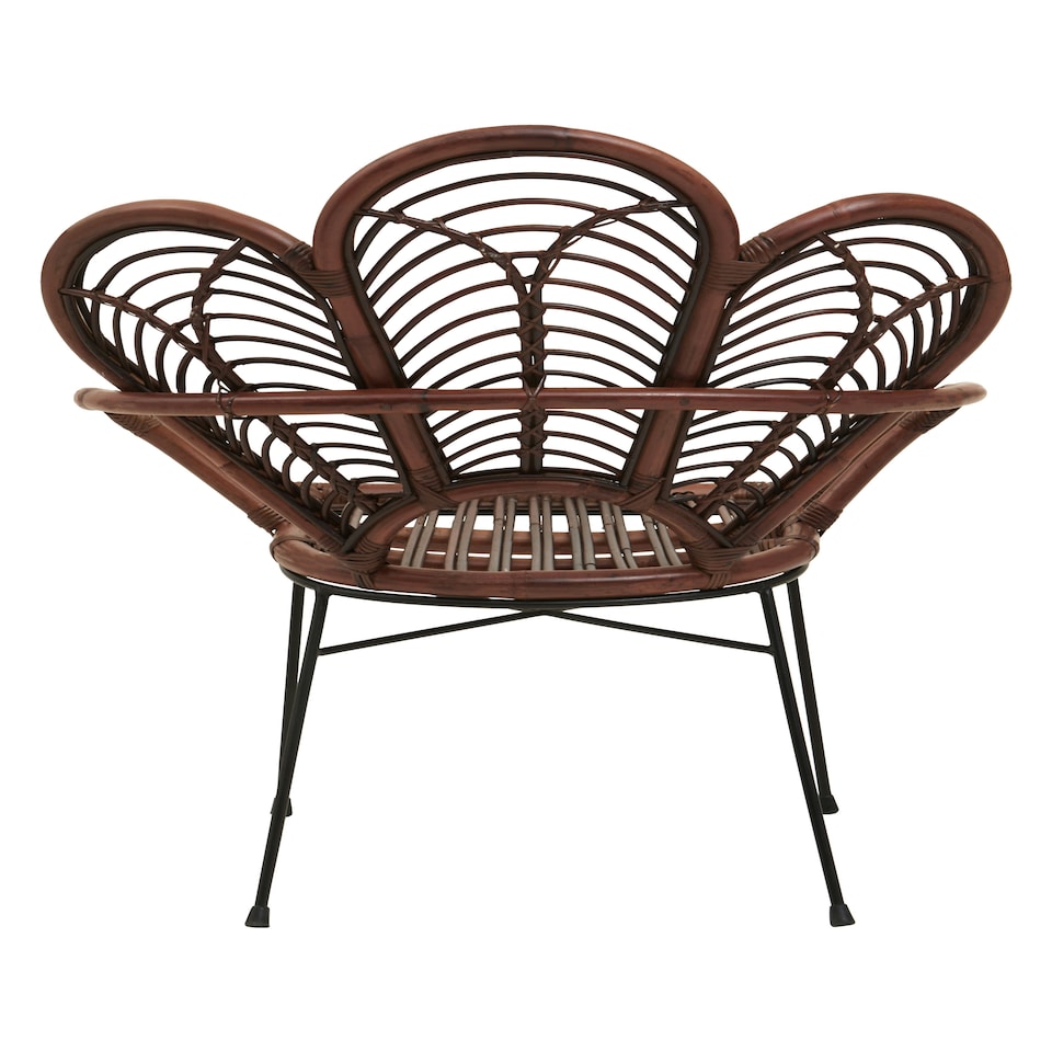 image 1 of Interiors by Premier Brown Natural Rattan Chair with Petal Designed Back, Rattan Dining Chair, Rattan Outdoor Chair for Garden Brown
