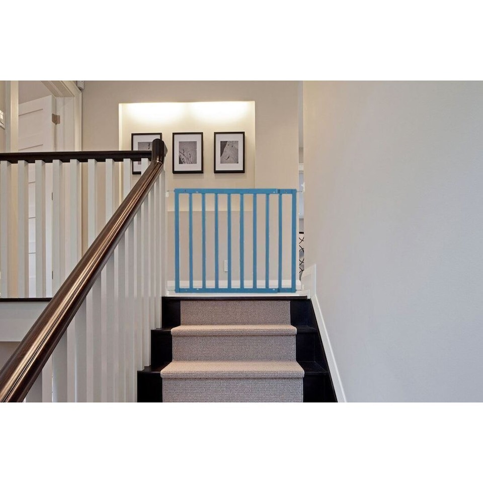 image 1 of Safetots Top of The Stairs Screw Fitted Stair Gate, Azure Blue Wooden, 63.5cm - 105.5cm, Wood Baby Gate, Safety Gate | Blue | 1