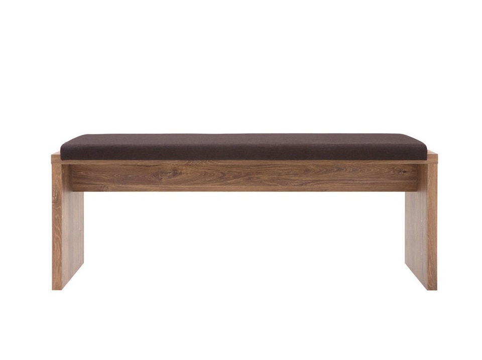 image 1 of Dining Bench Upholstered Seat Brown Cushion 126cm Sturdy Medium Oak Effect Gent