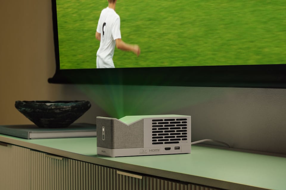 image 1 of Philips Screeneo UL5 Projector White- Ultra Short Throw, 100", LuminOS system, built-in apps, Full HD with 108% REC2020, 1080p