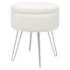 image 1 of Harbour Housewares Boucle Storage Footstool - Round Modern Dressing Table Footstool Vanity Seat Chairs - 46 x 37cm Silver Legs | Silver | Cream/Silver | Pack of 1 | 1