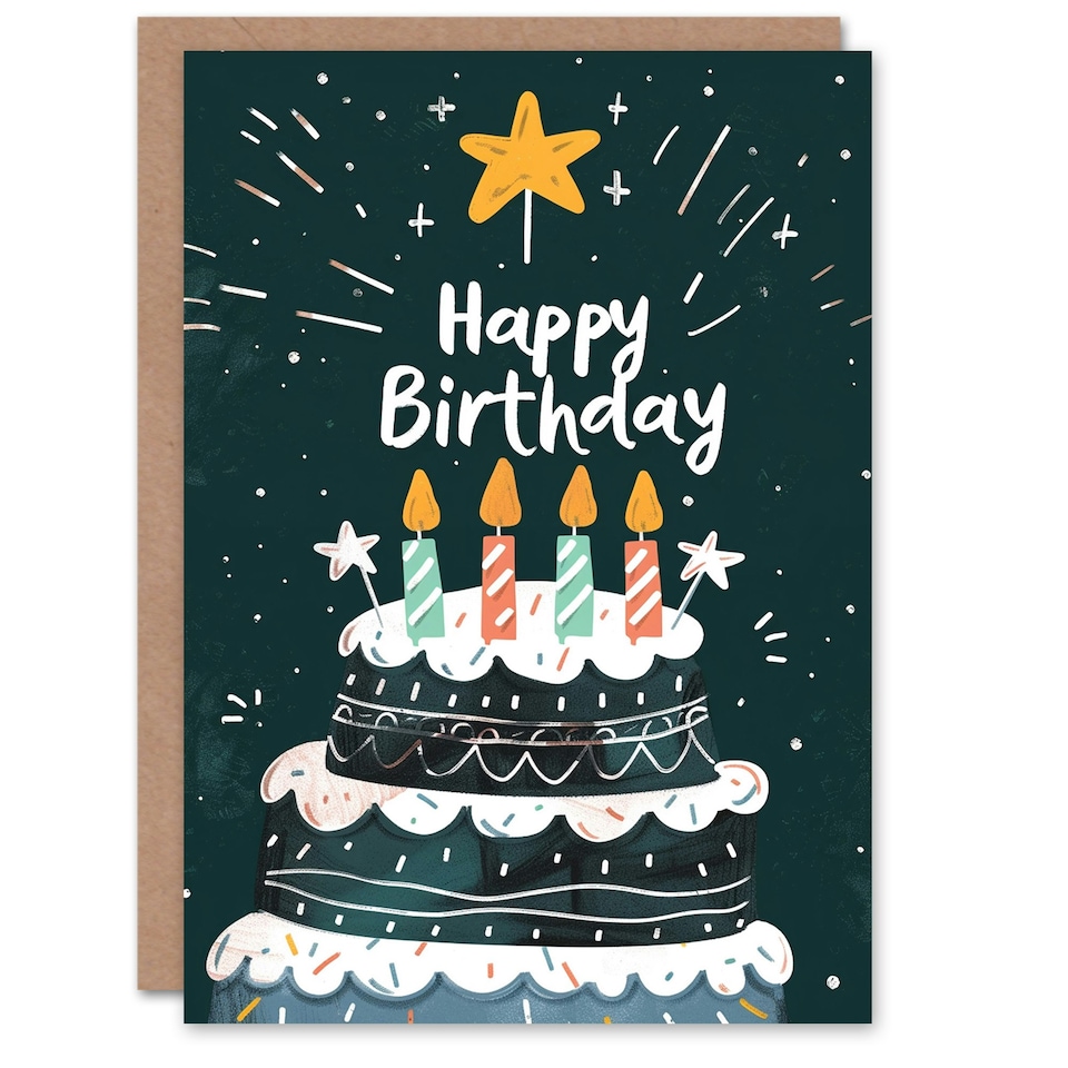 image 1 of Cake Candles Sparkling Stars Fun Man Woman Birthday Card