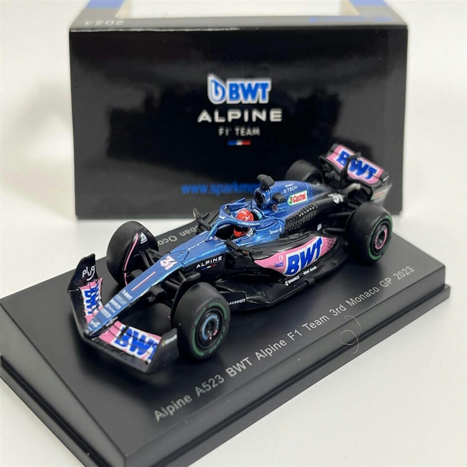 image 1 of Esteban Ocon Alpine A523 BWT Alpine F1 Team 3rd Monaco GP 2023 1:64 Spark Y284
