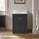 image 2 of Balterley Swynnerton Traditional 2 Door Floor Standing Vanity Unit with Marble Basin, Dark Grey, 600mm