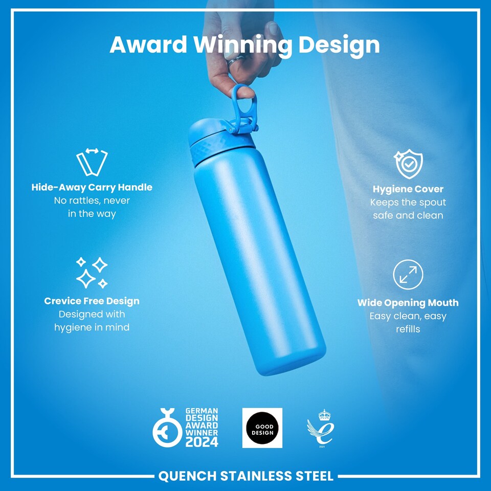 image 1 of Leak Proof 1 Litre Water Bottle, Stainless Steel, 1200ml (40oz) | Blue | Blue | One Size
