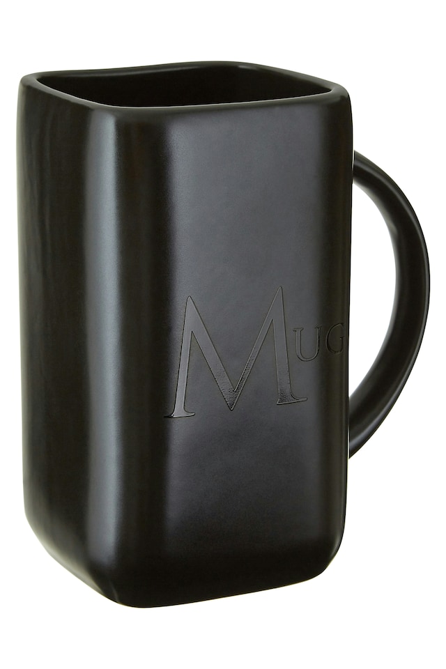 image 1 of Interiors By Premier Elegant Design Black Text Mug, Versatile Use Small Milk Mug For Bedroom, Dishwasher Safe Coffee Mug
