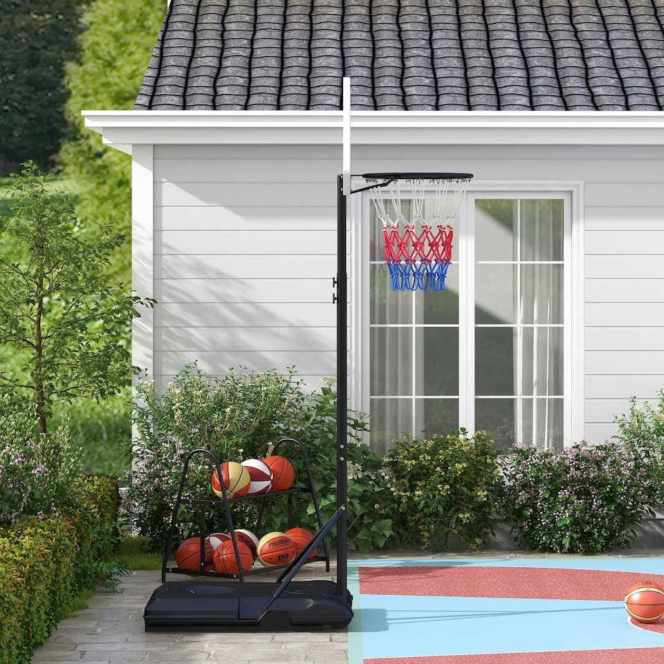 image 1 of SPORTNOW Adjustable Basketball Stand Net Set System with Wheels, 179-209cm