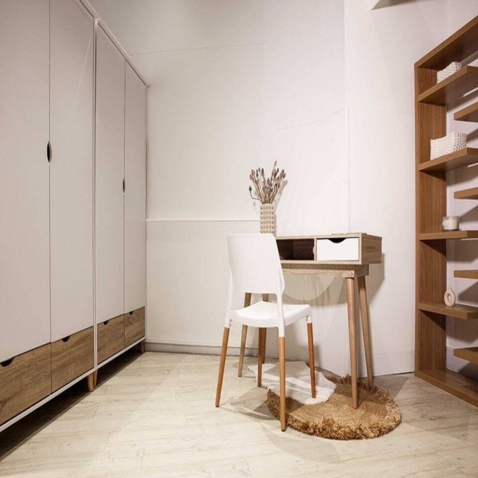 image 1 of Stockholm 2 Door Wardrobe - Particle Board - L58 x W100 x H190 cm - Oak/White White