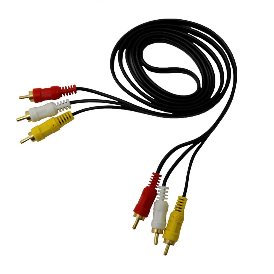 image 1 of 1.5m Triple 3 Phono 3RCA to 3RCA AV Audio Video Gold Cable Lead | Black