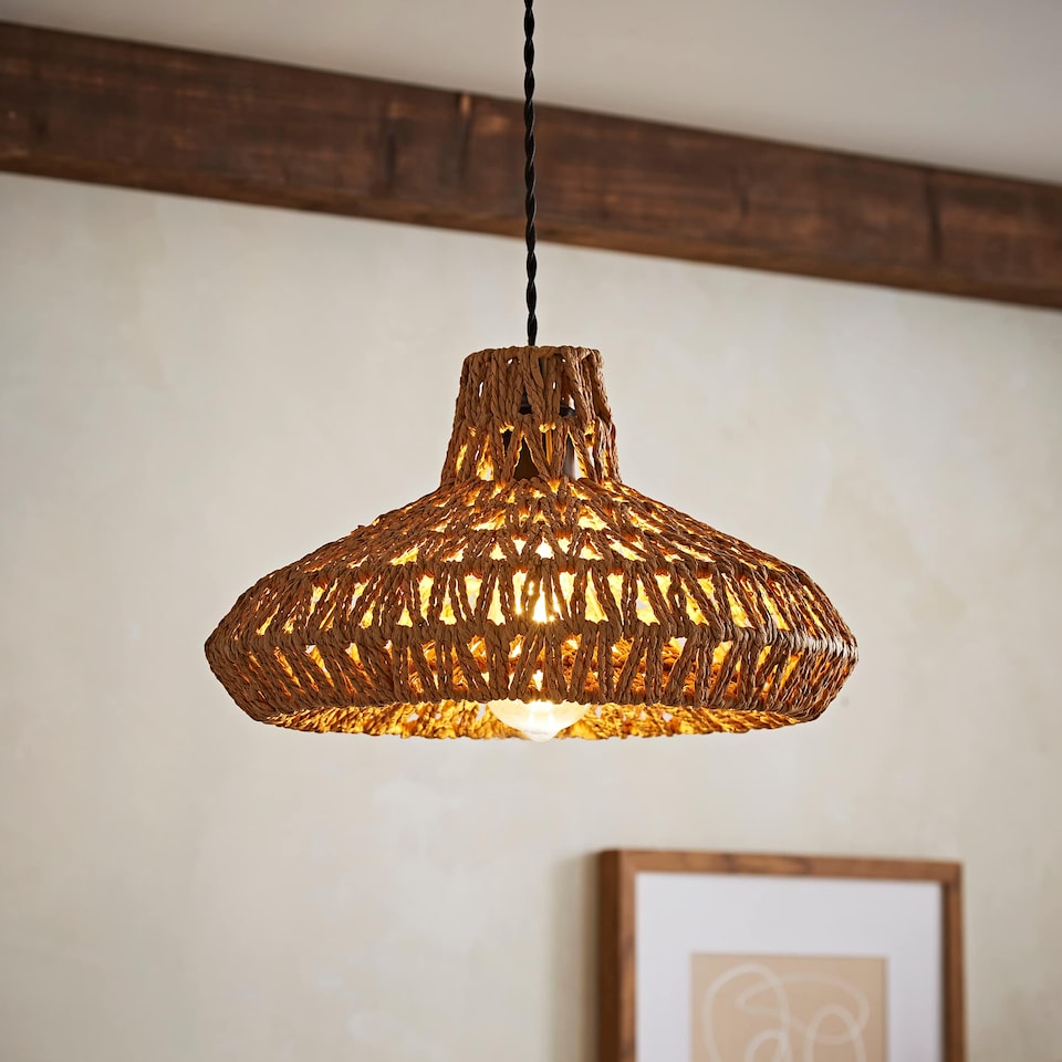 image 1 of ValueLights Natural Woven Natural Ceiling Pendant Light Shade Weave Rope Lampshade | Brown
