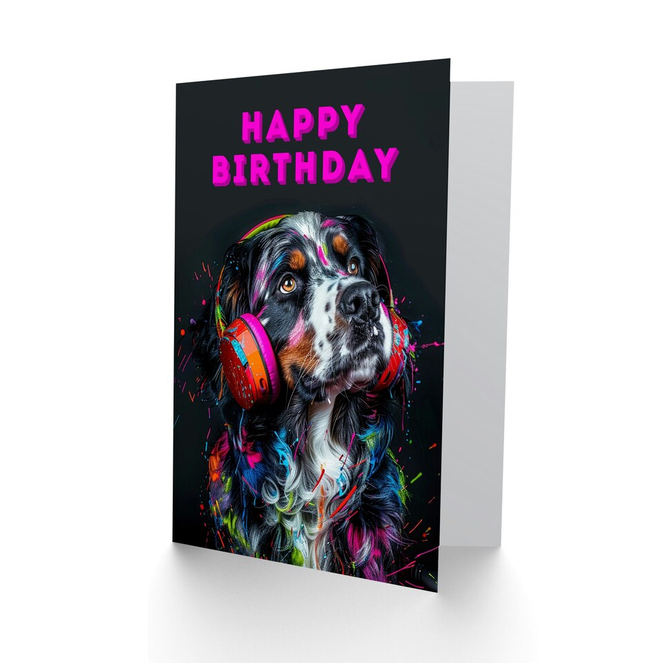 image 1 of Appenzeller Sennenhund Headphones DJ Lover Birthday Card
