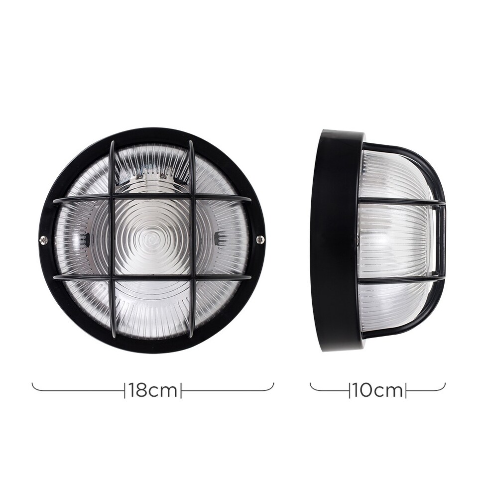 image 1 of ValueLights Pendle Matte Black Bulkhead Outdoor Wall Light & Bulb | Black