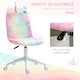 image 4 of Vinsetto Fluffy Unicorn Office Chair w/ Swivel Wheel, Cute Desk Chair, Rainbow