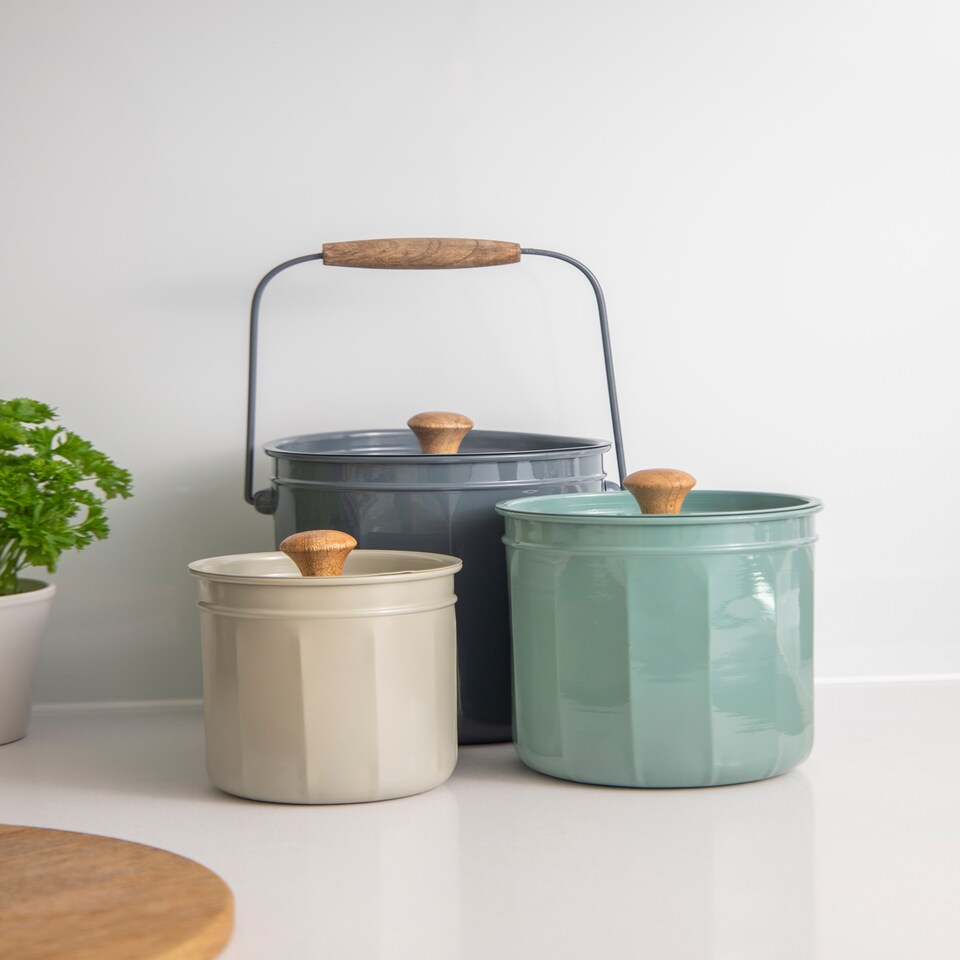 image 1 of KitchenCraft 3pc Airtight Storage Tin Compost Caddy