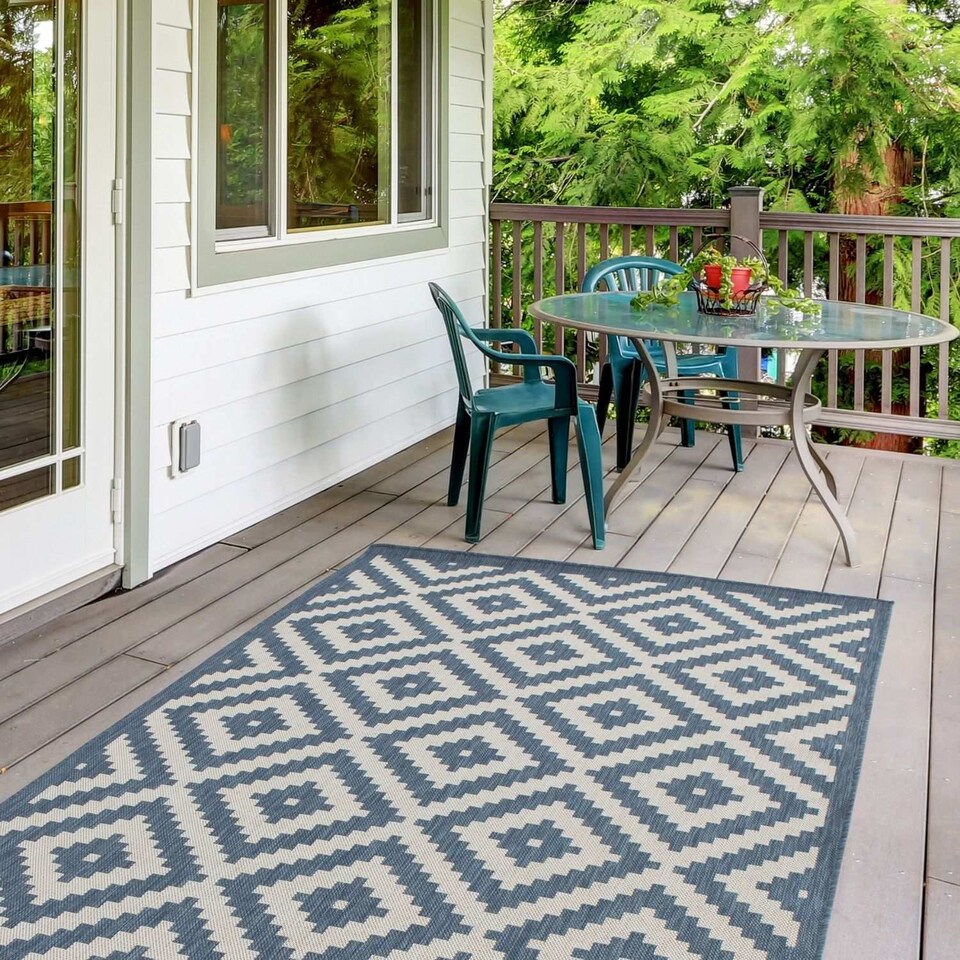 image 1 of The Rugs Outdoor Indoor Diamond Garden Patio Rug Weather Resistant Jet Washable | 100