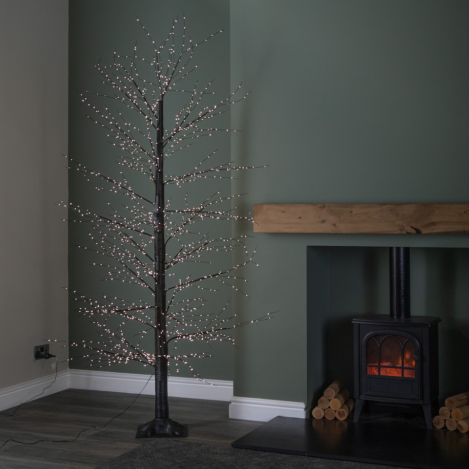 image 1 of 210cm Black Micro Dot Tree w/1600 WW LEDs Remote Control, 8 Functions & Timer