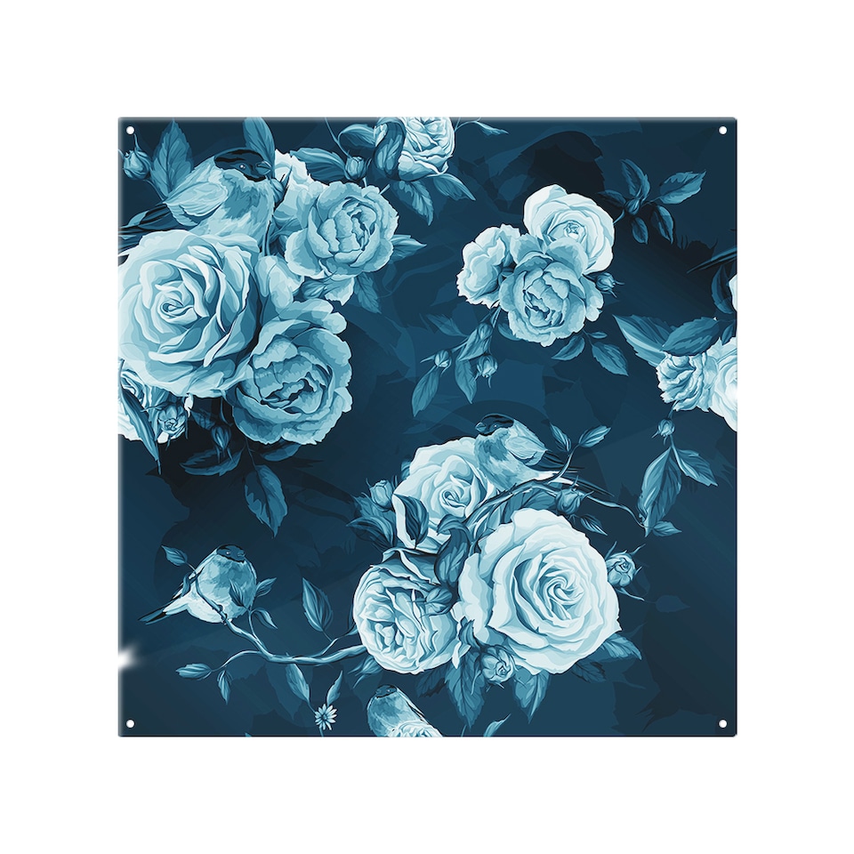 image 1 of Winter Blue Roses Splash Back | White