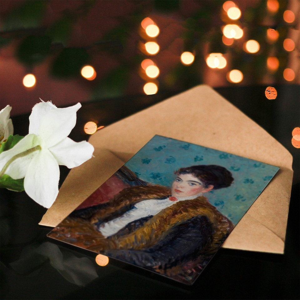 image 1 of William James Glackens Art Card Girl with Fox Furs