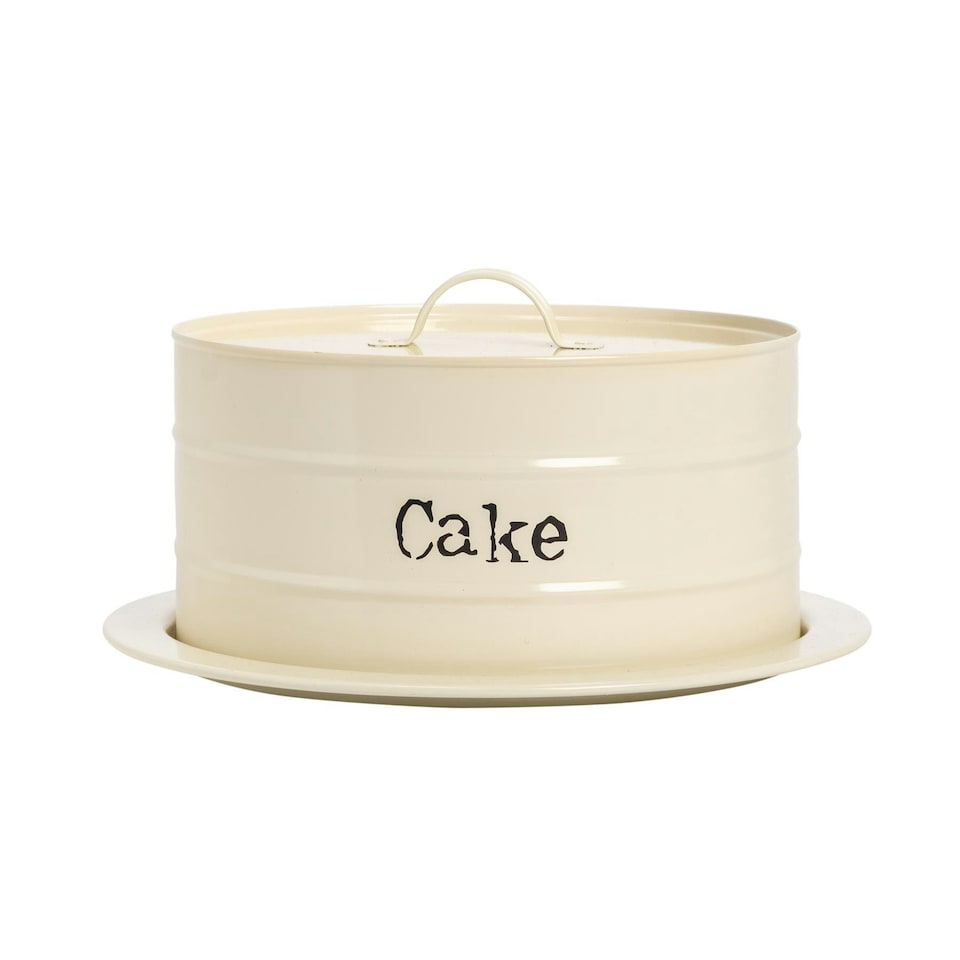 image 1 of Harbour Housewares Cream Vintage Metal Kitchen Cake Tin Kitchen Caddy Kitchen Storage Containers Canister