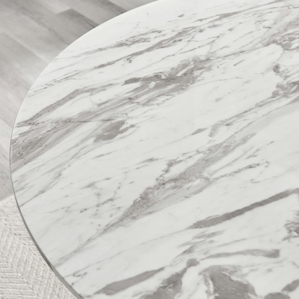 image 1 of Furniturebox Palma White Marble Effect Round Dining Table