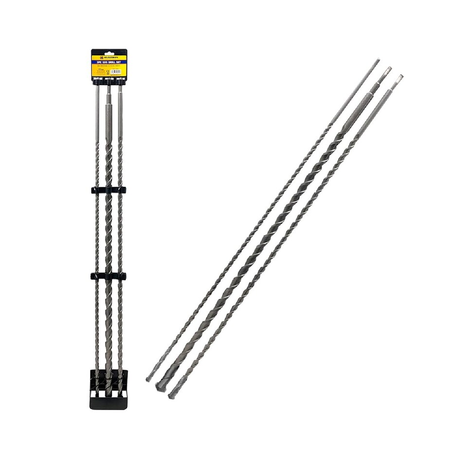 image 1 of 3pc Sds Drill Bit Set Masonry Long Reach 1000mm 1m Drill Accessory Diy