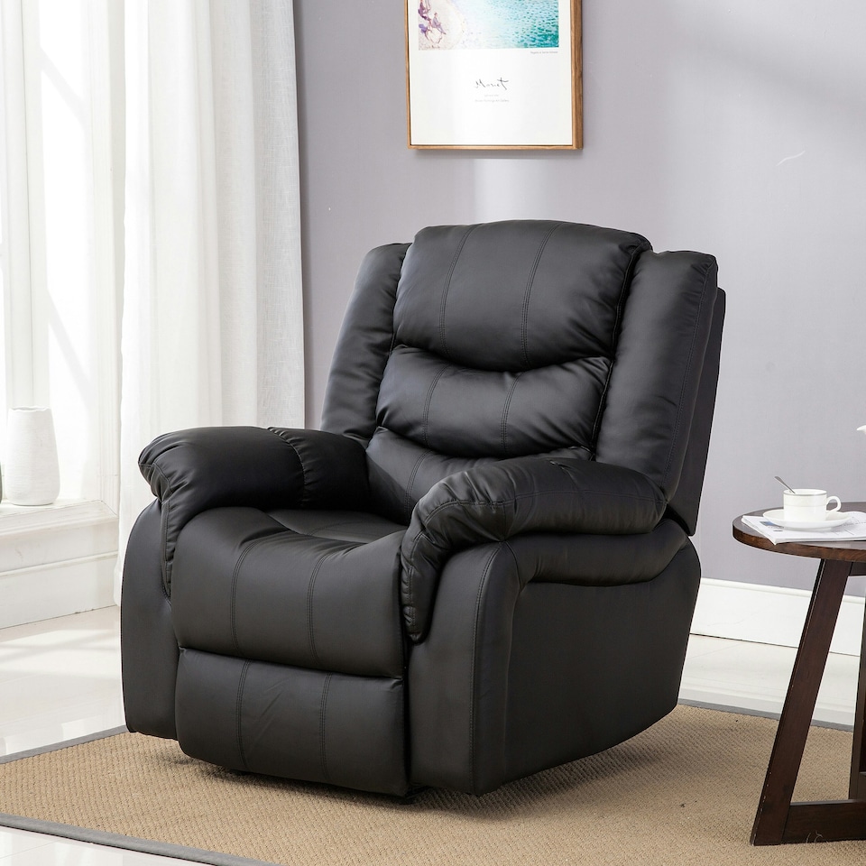 image 1 of Chester Electric Bonded Leather Automatic Recliner Heat & Massage Chair (Black)