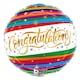 image 1 of Congratulations Fun Colourful Stripe Round Foil Helium Balloon 46cm / 18 in Multi