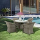image 2 of Outsunny Rattan Dining Set for 4 with Cushions and Umbrella Hole, Mixed Grey