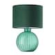 image 1 of Contemporary Emerald Ribbed Glass Table Lamp with Forest Green Velvet Shade | Green
