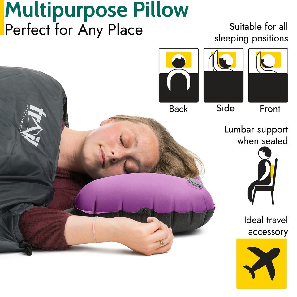 image 1 of Deluxe Inflatable Camping Pillows (2 Pack) - Purple