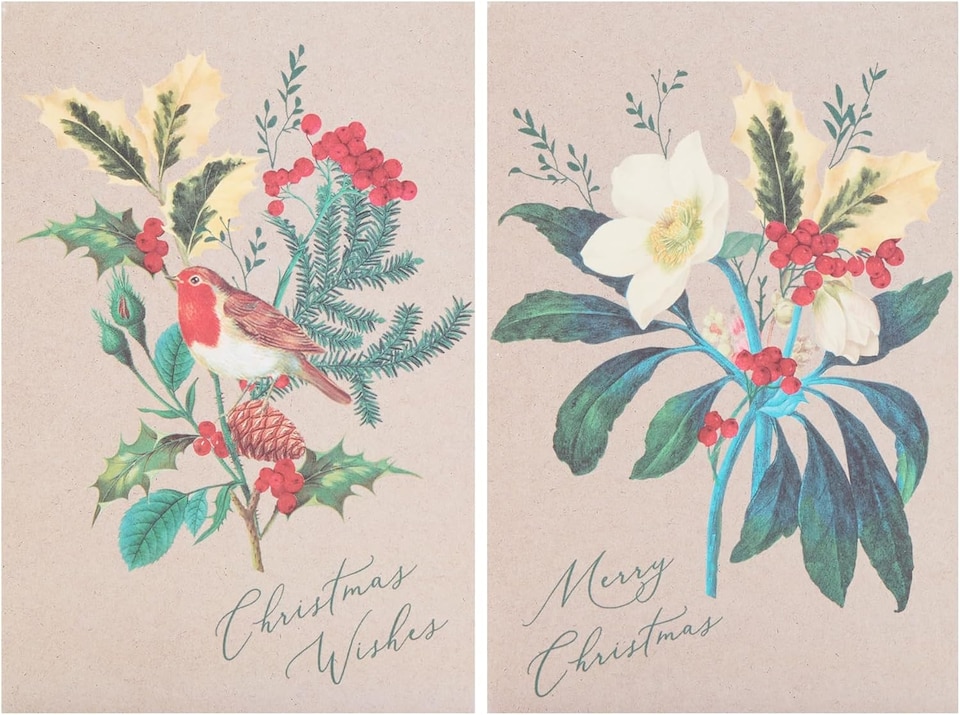 image 1 of Multipack of 8 RHS Rose & Robin Design Christmas Cards
