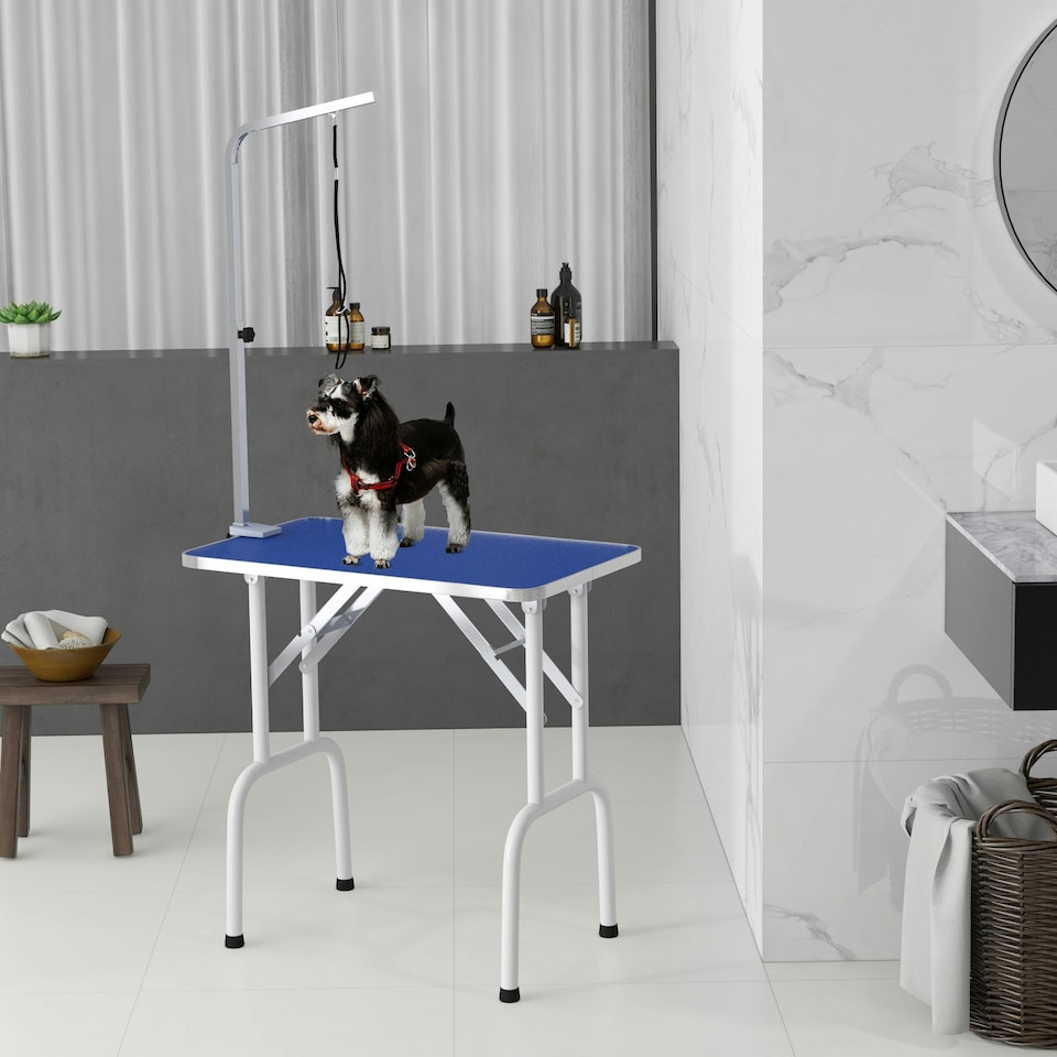 image 1 of PawHut Foldable Dog Grooming Table Adjustable Arm 81x49x80 cm