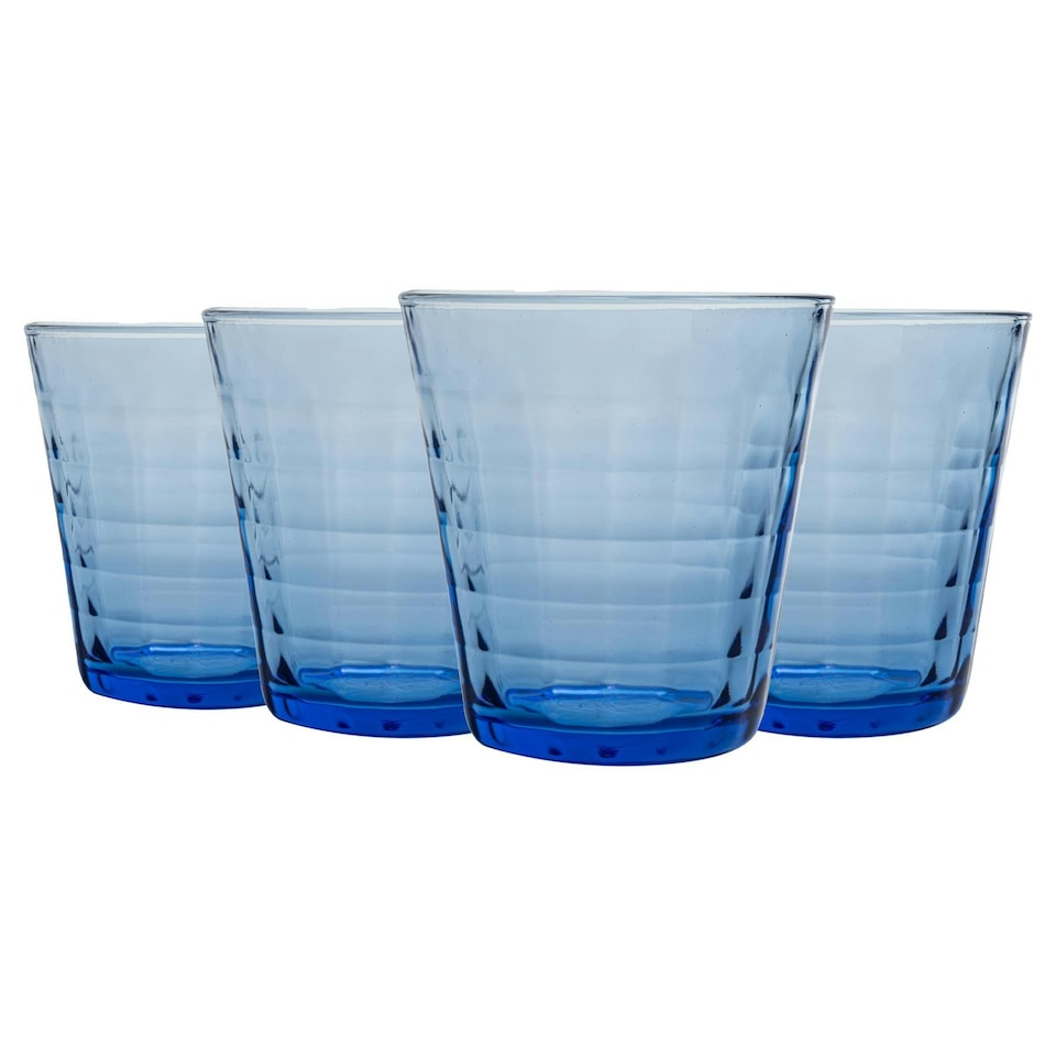 image 1 of Duralex Prisme Drinking Glasses - 275ml Tumblers for Water, Juice - Blue - Pack of 4 Blue
