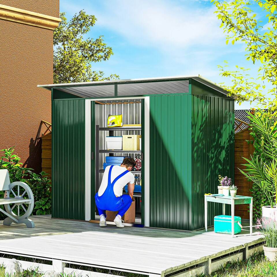 image 1 of Outsunny Garden Shed Outdoor Storage Tool Organizer w/ Double Sliding Door