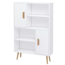 HOMCOM Free Standing Bookcase Shelves Unit Storage Cabinet White