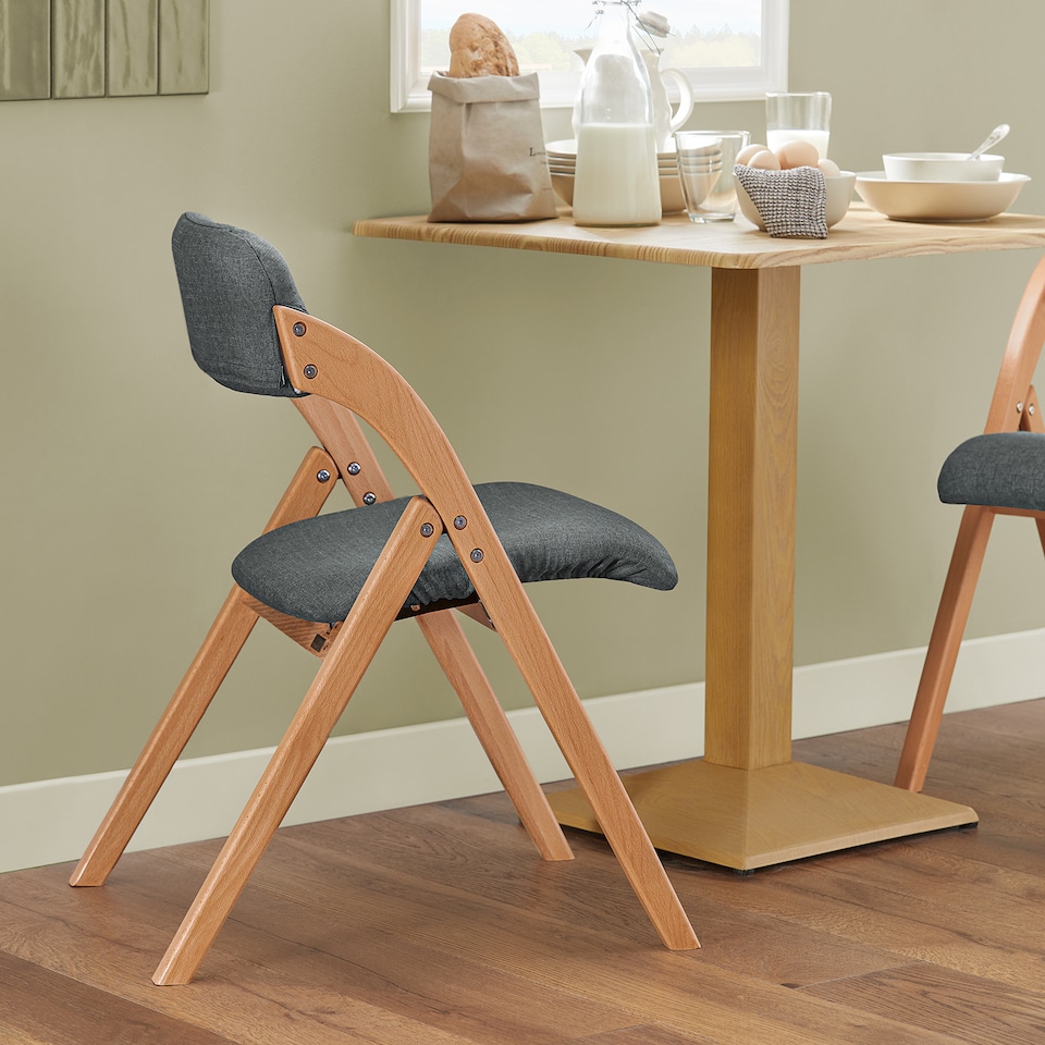 image 1 of SoBuy Folding Chair Wooden Padded Kitchen & Office Chair with Ergonomic Backrest, Dark Gray, 18.7 x 23.2 x 30.3 in, 6.6 kg - FST92-SG