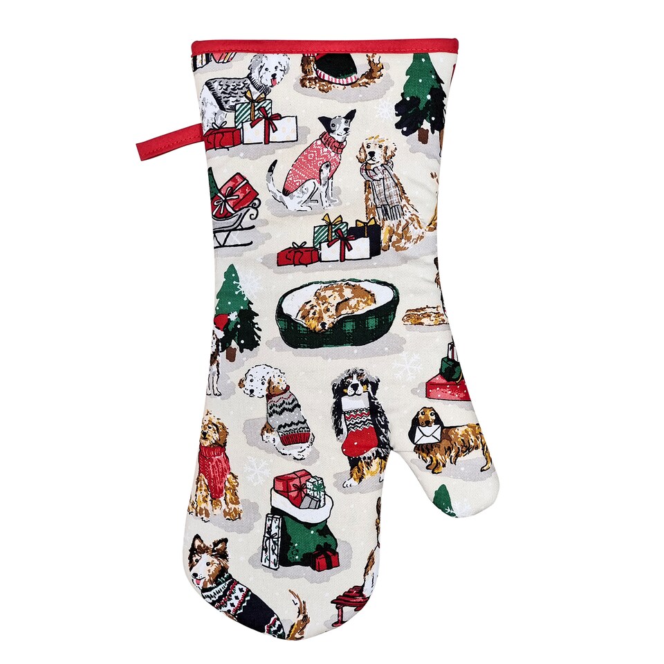 image 1 of Ulster Weavers Merry Mutts Gauntlet Oven Glove Natural