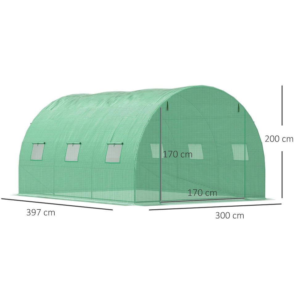image 1 of Outsunny Tunnel Greenhouse w/ PE Cover, Outdoor Plant House w/ Door & Window