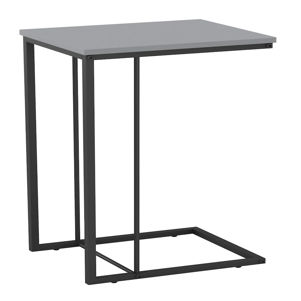 image 1 of C Shaped Side End Table Coffee Snack Living Room Bedside Under Sofa Metal Frame | Multi | Grey | 1