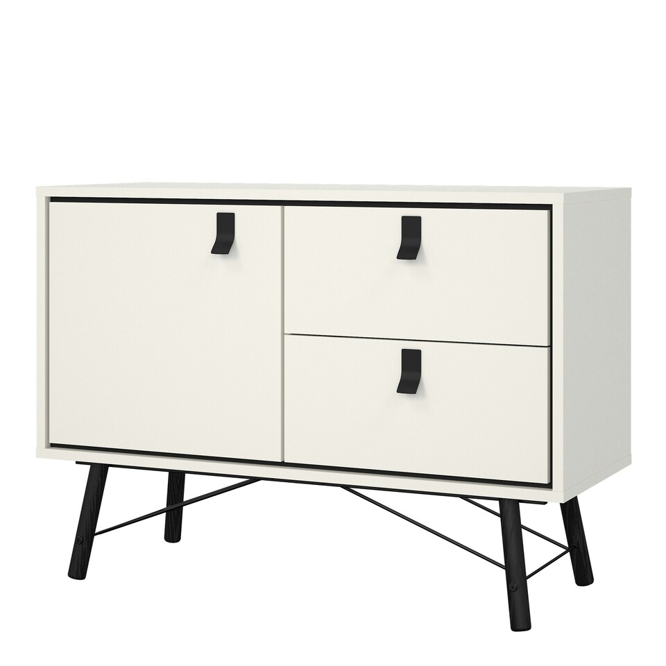image 1 of Ry Sideboard with 1 Door 2 Drawers in Matt White