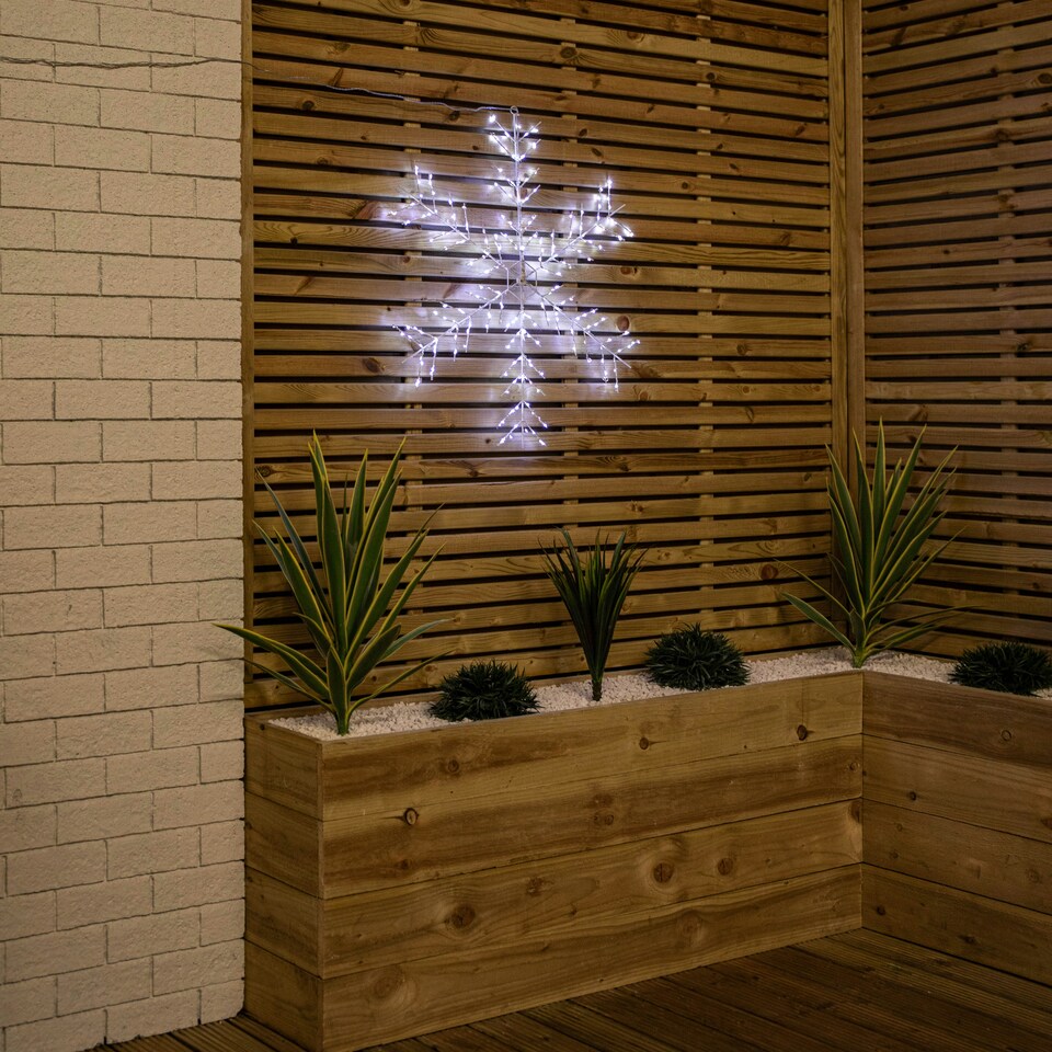 image 1 of 75cm Ice White 240 LED Snowflake Silhouette With 8 Functions