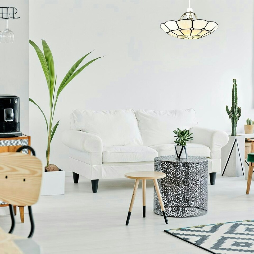 image 1 of ValueLights Tiffany Style Traditional White Pendant Light Shade White