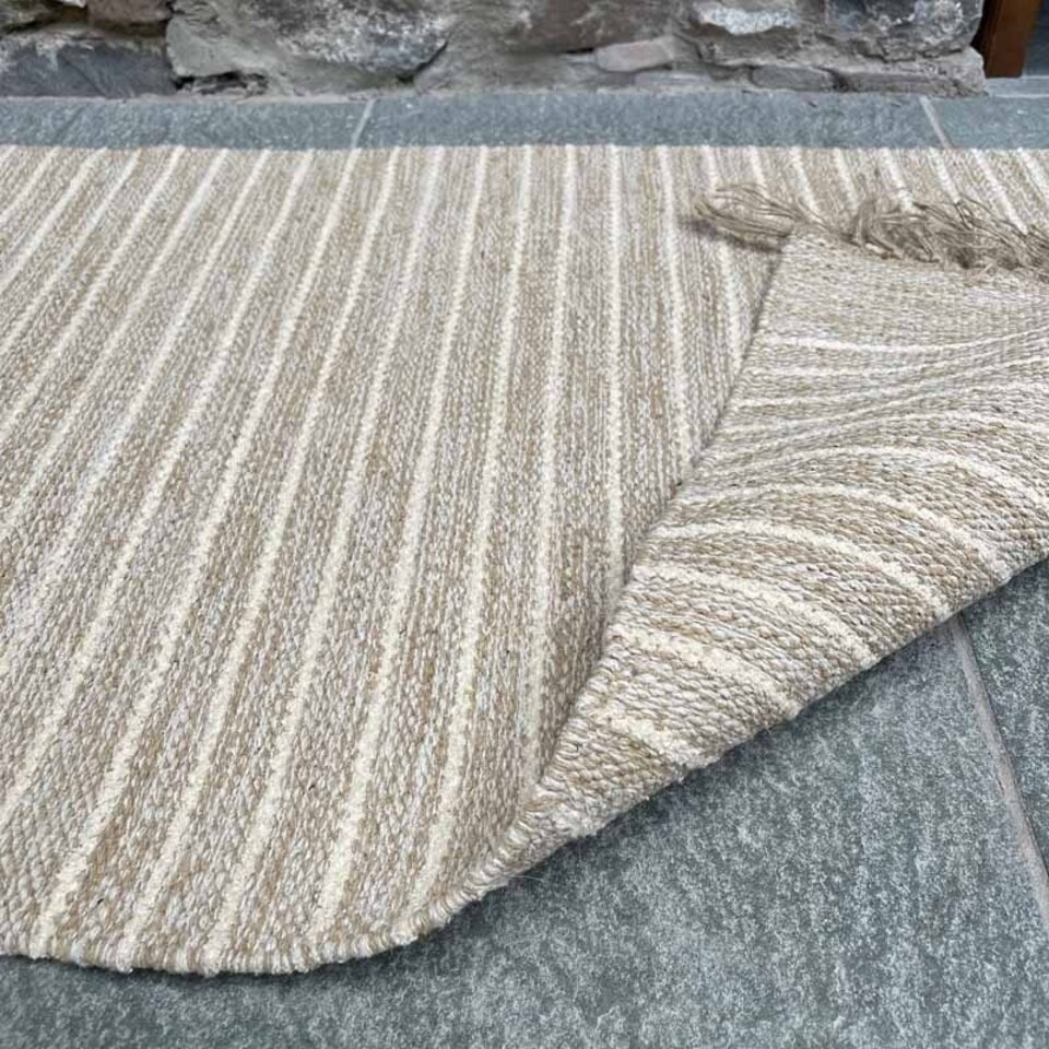 image 1 of BEKAL Rug Flat Weave Beige Striped Designand - Cotton - L150 x W240 Brown