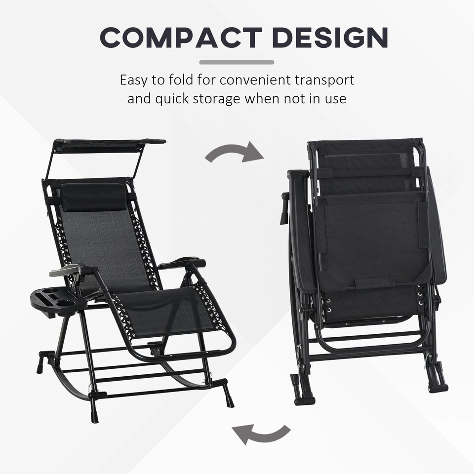 image 1 of Outsunny Folding Recliner Chair Outdoor Lounge Rocker Zero-Gravity Seat