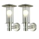 image 1 of First Choice Lighting Set of 2 Treviso Brushed Stainless Steel Motion Sensor Outdoor Security Lights Silver | Clear