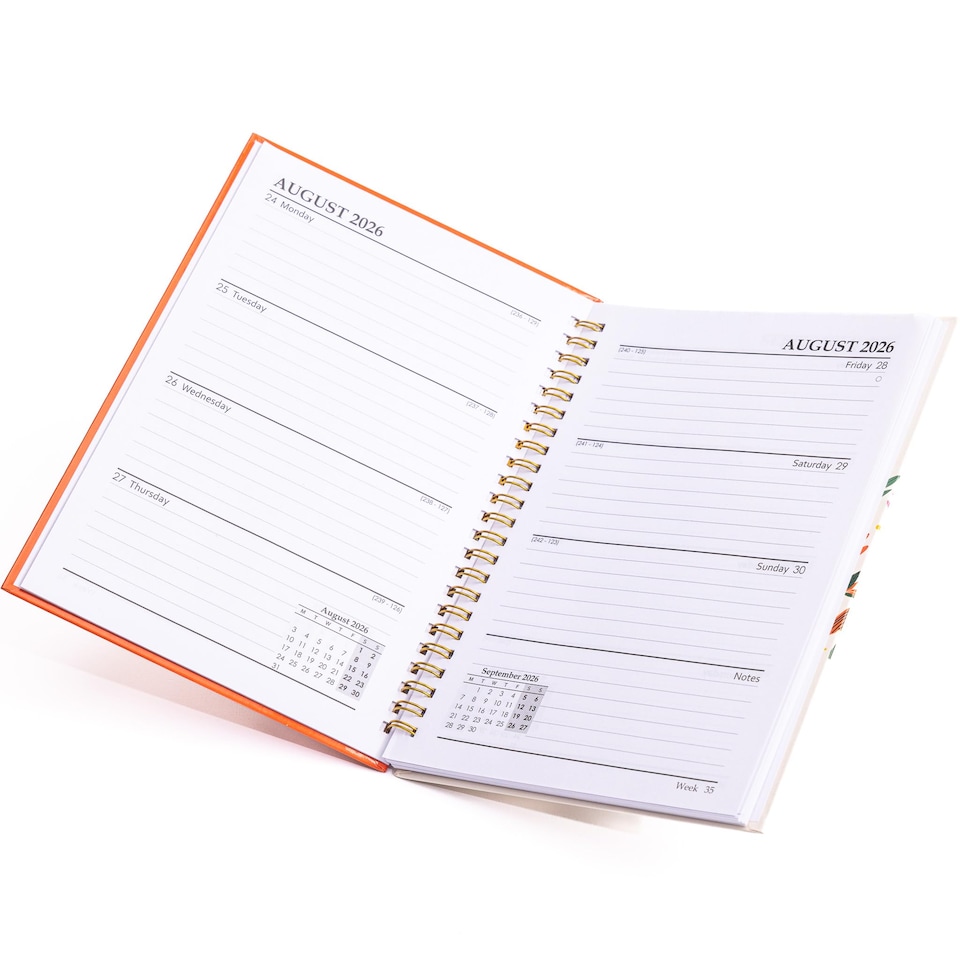 image 1 of 2026 - 2027 Academic Diary A5 Week to View - Spiral Bound Mid Year Planner Aug 2026 to Jul 2027 - Hardback | Red | Duck