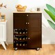 image 9 of COSTWAY Rolling Kitchen Storage Trolley Cupboard Island Brown