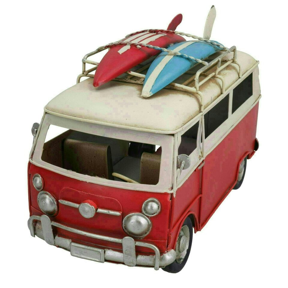 image 1 of Quality Retro Metal Vintage Camper Van Metal Model Replica Ornament Gift