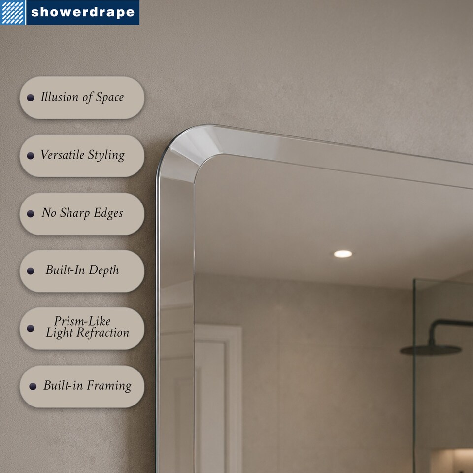 image 1 of Showerdrape Trafalgar Square Wall Mounted Frameless Bevelled Edge Bathroom Mirror 60 x 60cm | Chrome | Mirror | 1