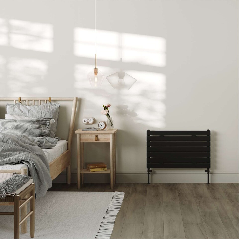 image 1 of Typhoon Axis Horizontal Single Panel Bathroom Radiator - Black (H) 476mm x (W) 800mm